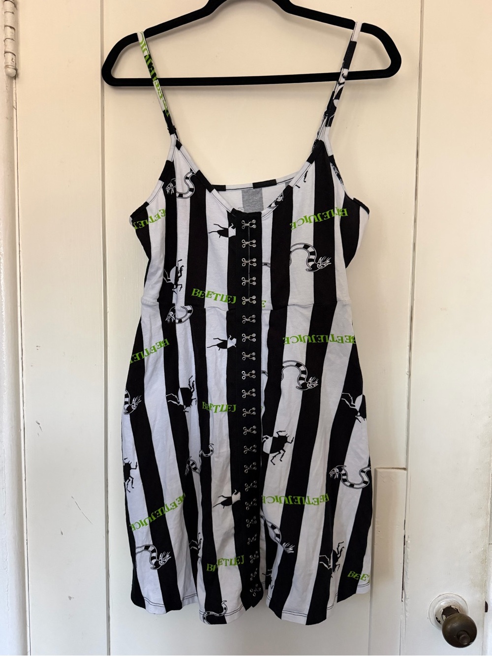 Hot Topic Beetlejuice Twofer Stripe Dress Sz L - Picture 4 of 13